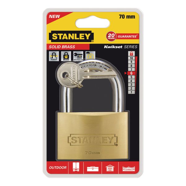 Stanley SAL-S742-034 Padlock Brass 70mm Std Shackle
