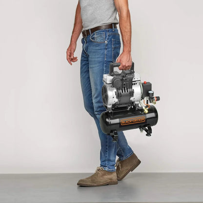 BLACK+DECKER BD100/6-ST Air Compressor Oil-less Silent 6Ltr 1HP 1Ph 8Bar 105L/Min