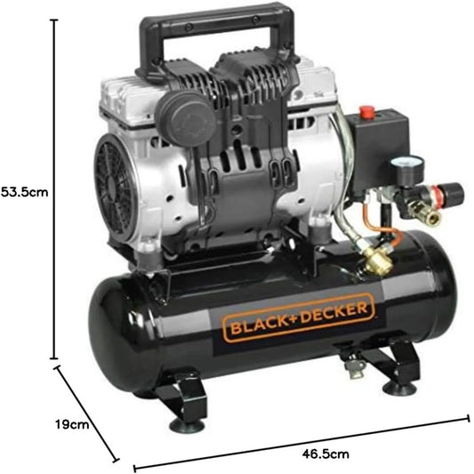 BLACK+DECKER BD100/6-ST Air Compressor Oil-less Silent 6Ltr 1HP 1Ph 8Bar 105L/Min