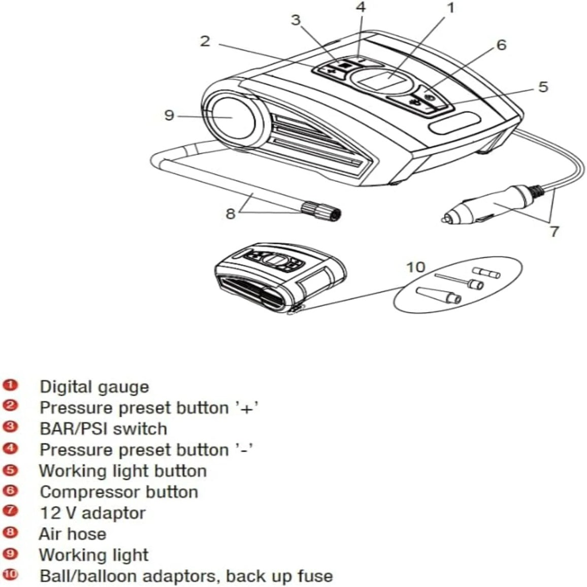 MOTOMASTER CTI2996952 Programmable Digital Tire Inflator 12V, 150 PSI