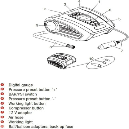 MOTOMASTER CTI2996952 Programmable Digital Tire Inflator 12V, 150 PSI