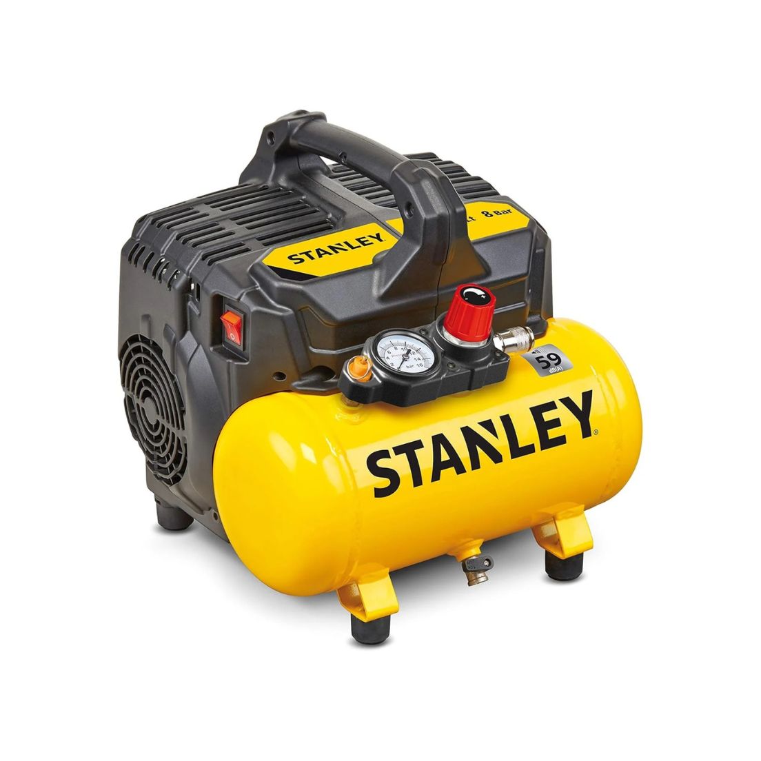 STANLEY DST100/8/6 Air Compressor 6L Oil-less Silent 1HP 1Ph 8Bar 105L/M