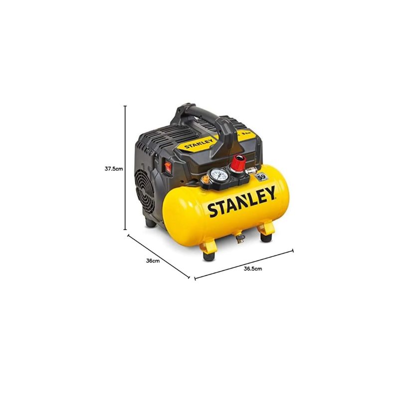 STANLEY DST100/8/6 Air Compressor 6L Oil-less Silent 1HP 1Ph 8Bar 105L/M