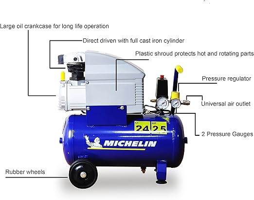 MICHELIN MB2425 Air Compressor 24L 2.5HP 1Ph 10 Bar 240 L/M