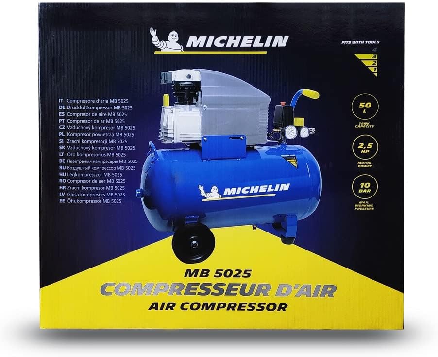 MICHELIN MB5025 Air Compressor 50L 2.5HP 1Ph 10 Bar 240 L/M