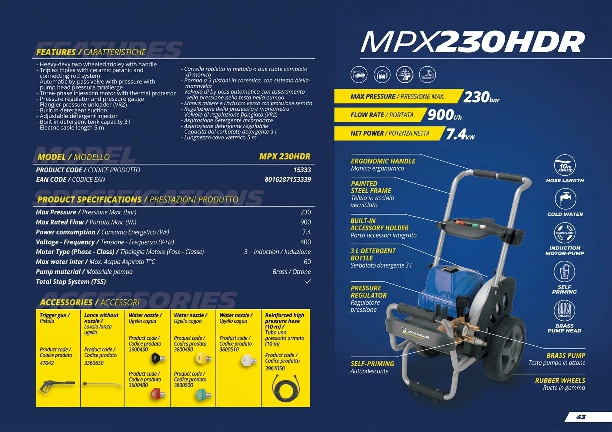 MICHELINElectricColdPressureWasher230Bar features