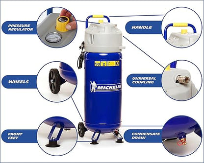 MICHELIN MVX50 Air Compressor Vertical Oil Free 50L 2HP 1Ph 10 Bar 220 L/M