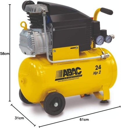 ABAC PP-B20/24 Air Compressor 24Ltr 2HP 1Ph 8Bar 190L/Min