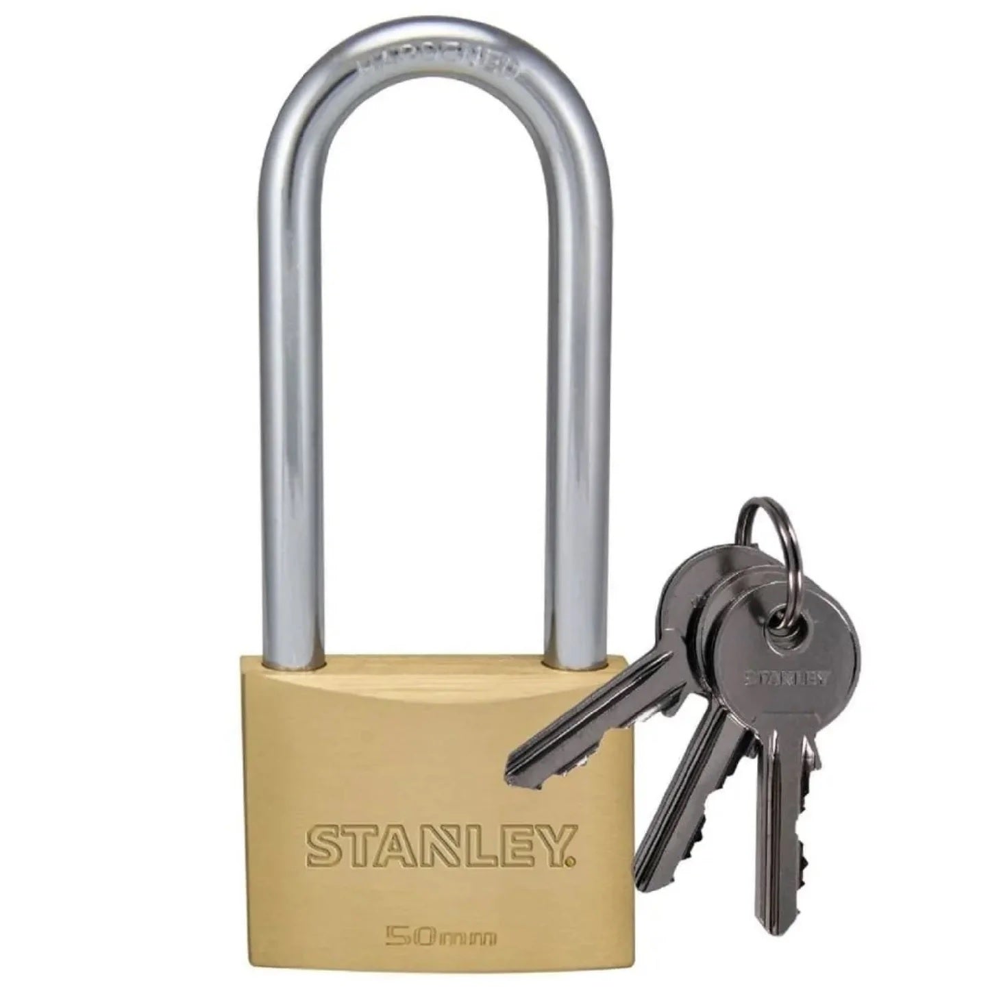 STANLEY  SAL-S742-032 Padlock Brass 50mm Standard Shackle with 3 Keys
