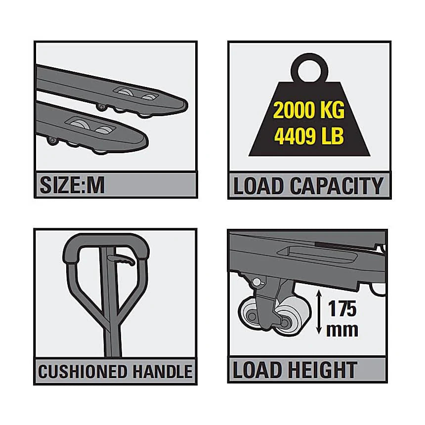 Hydraulic pump handle on STANLEY Pallet Trolley for manual lifting operation