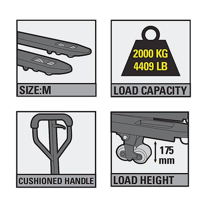 Hydraulic pump handle on STANLEY Pallet Trolley for manual lifting operation