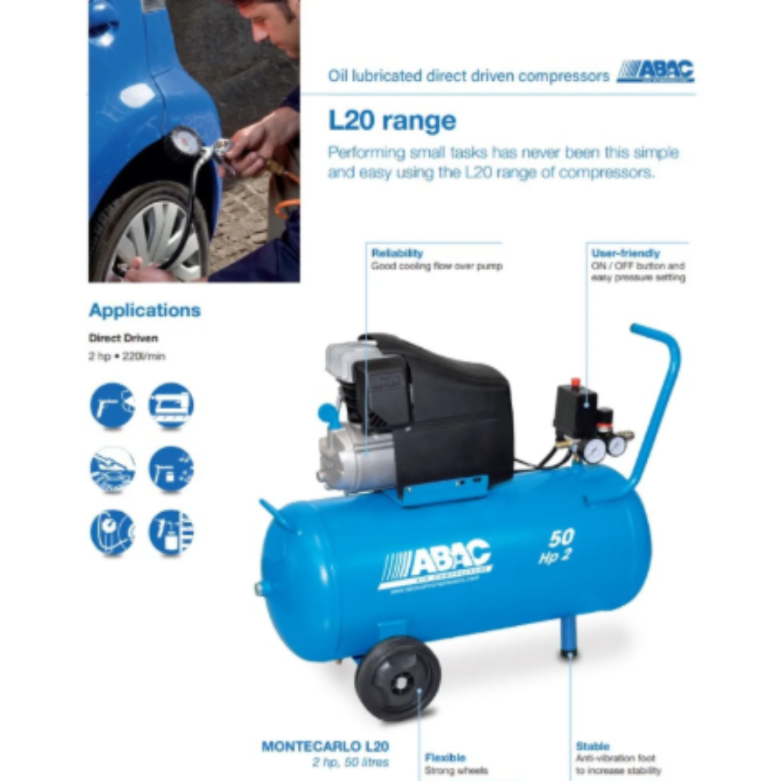 abac air compressor 50 l 2 hp china uae