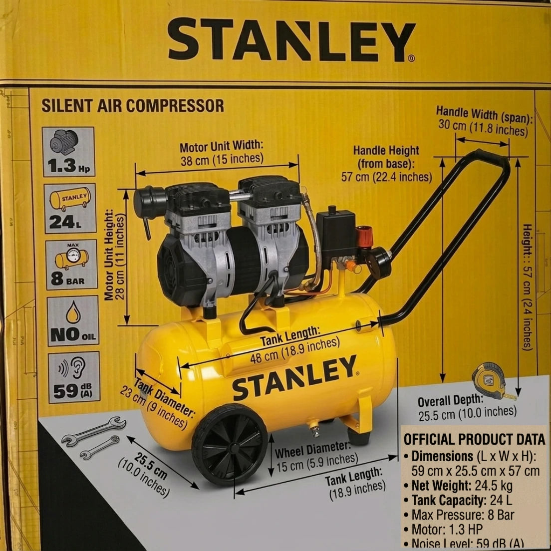 stanley oil free silent air compreesor 24 l uae