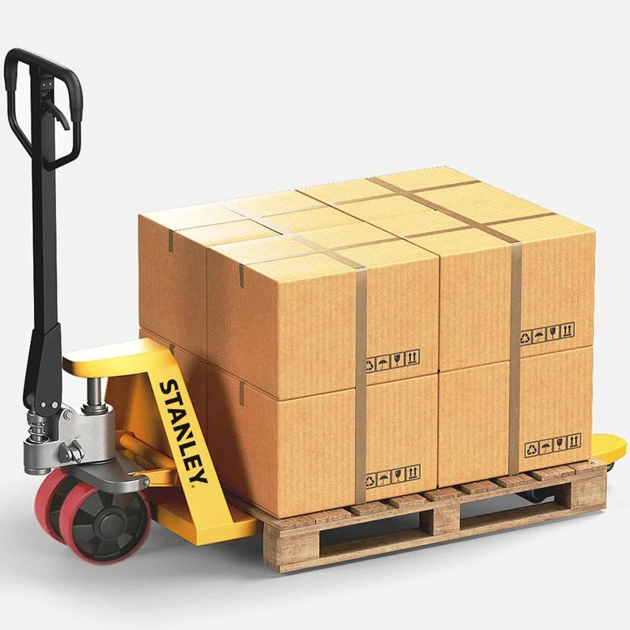 Hydraulic pump handle on STANLEY Pallet Trolley 2.5 Ton for manual lifting operation