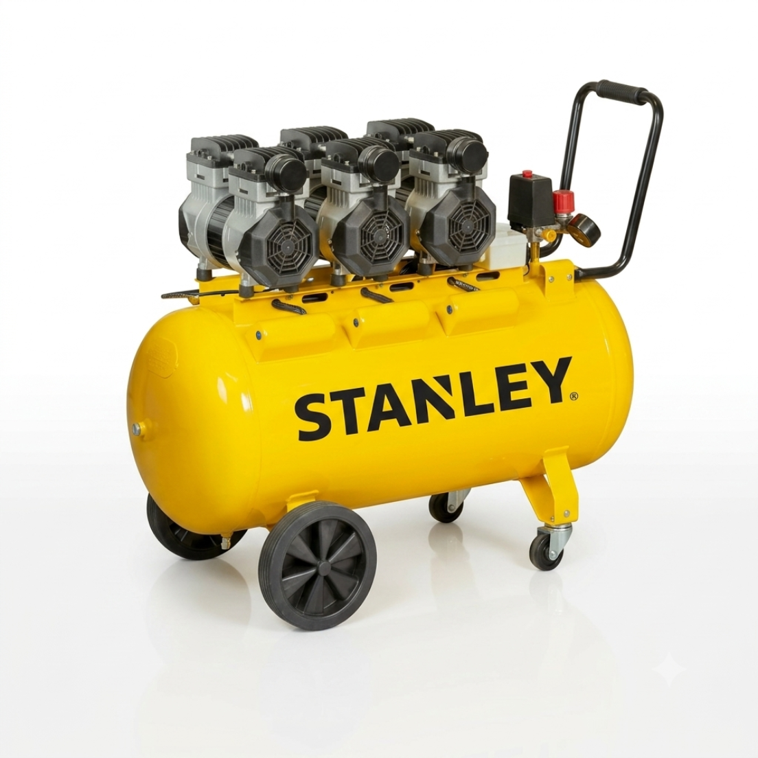 Stanley  yellow oil-free air compressor with 100L tank and triple -pump SXCMS30103E